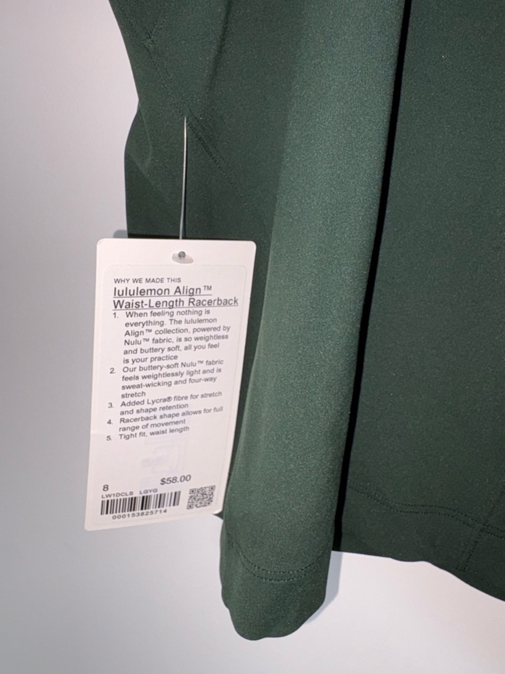 lululemon athletica Deep Forest Green Racerback Tank - Women Size 8 - Picture 5 of 5